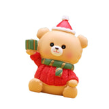 Christmas Statue Festival Artwork Resin Figurine for Bookshelf Cabinet Patio Christmas Bear