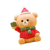 Christmas Statue Festival Artwork Resin Figurine for Bookshelf Cabinet Patio Christmas Bear