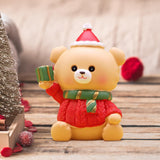 Christmas Statue Festival Artwork Resin Figurine for Bookshelf Cabinet Patio Christmas Bear