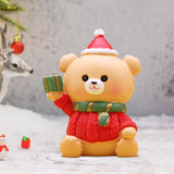 Christmas Statue Festival Artwork Resin Figurine for Bookshelf Cabinet Patio Christmas Bear