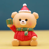 Christmas Statue Festival Artwork Resin Figurine for Bookshelf Cabinet Patio Christmas Bear