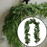 Christmas Garland Ornament Green Hanging Garland for Indoor Railing Festive with Brown decor