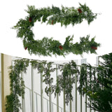 Christmas Garland Ornament Green Hanging Garland for Indoor Railing Festive with Brown decor