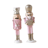 Christmas Nutcracker Statue Party Decor Xmas Figurine for Shelf Home Holiday Small 2  Pieces