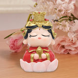 Mazu Mother Goddess Statue Resin Figurine for Housewarming Bookshelf Desktop Lotus Base