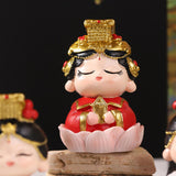 Mazu Mother Goddess Statue Resin Figurine for Housewarming Bookshelf Desktop Lotus Base