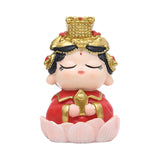 Mazu Mother Goddess Statue Resin Figurine for Housewarming Bookshelf Desktop Lotus Base