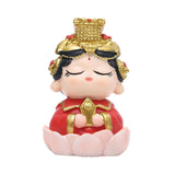 Mazu Mother Goddess Statue Resin Figurine for Housewarming Bookshelf Desktop Lotus Base