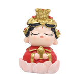 Mazu Mother Goddess Statue Resin Figurine for Housewarming Bookshelf Desktop Lotus Base