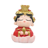 Mazu Mother Goddess Statue Resin Figurine for Housewarming Bookshelf Desktop Lotus Base