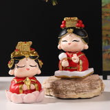 Mazu Mother Goddess Statue Resin Figurine for Housewarming Bookshelf Desktop Lotus Base