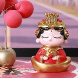 Mazu Mother Goddess Statue Resin Figurine for Housewarming Bookshelf Desktop Yuanbao Base