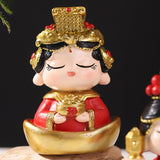 Mazu Mother Goddess Statue Resin Figurine for Housewarming Bookshelf Desktop Yuanbao Base