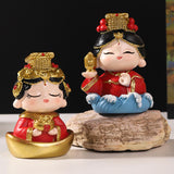 Mazu Mother Goddess Statue Resin Figurine for Housewarming Bookshelf Desktop Yuanbao Base