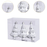 3 Pieces Christmas Tree Baubles Pendants Xmas Tree Decoration for Engagement Silvery