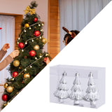 3 Pieces Christmas Tree Baubles Pendants Xmas Tree Decoration for Engagement Silvery