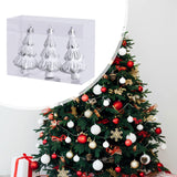 3 Pieces Christmas Tree Baubles Pendants Xmas Tree Decoration for Engagement Silvery