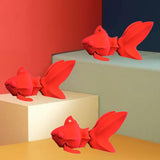 3D Printed Fish Statue Decor Decorative Figurine for Desk Office Centerpiece Red