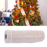 Metallic Foil Roll 10Yard Christmas Poly Mesh Ribbon for Christmas DIY Party