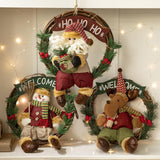 Christmas Welcome Wreath Sign Christmas Door Wreath for Porch Backdrop Party Santa Claus