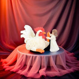 High Five Chicken Statue Collections Table Ornament for Cabinet Indoor Patio