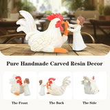 High Five Chicken Statue Collections Table Ornament for Cabinet Indoor Patio