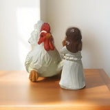 High Five Chicken Statue Collections Table Ornament for Cabinet Indoor Patio