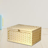 Storage Basket with Lid with Lock Organizer Case for Bedroom Home Tabletop white