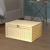 Storage Basket with Lid with Lock Organizer Case for Bedroom Home Tabletop white