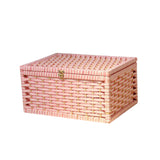 Storage Basket with Lid with Lock Organizer Case for Bedroom Home Tabletop pink