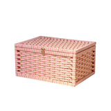 Storage Basket with Lid with Lock Organizer Case for Bedroom Home Tabletop pink