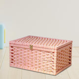 Storage Basket with Lid with Lock Organizer Case for Bedroom Home Tabletop pink