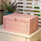 Storage Basket with Lid with Lock Organizer Case for Bedroom Home Tabletop pink