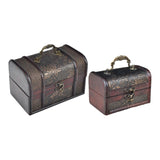 Trinket Box Wooden Treasure Chest Home Decor with Lid Hair Clips Jewelry Box 17cmx12cmx12cm