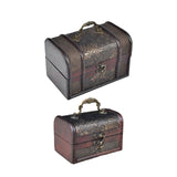 Trinket Box Wooden Treasure Chest Home Decor with Lid Hair Clips Jewelry Box 17cmx12cmx12cm