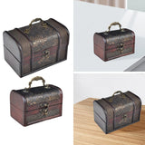 Trinket Box Wooden Treasure Chest Home Decor with Lid Hair Clips Jewelry Box 17cmx12cmx12cm