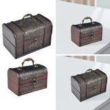 Trinket Box Wooden Treasure Chest Home Decor with Lid Hair Clips Jewelry Box 17cmx12cmx12cm