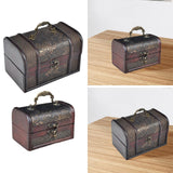 Trinket Box Wooden Treasure Chest Home Decor with Lid Hair Clips Jewelry Box 17cmx12cmx12cm