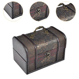 Trinket Box Wooden Treasure Chest Home Decor with Lid Hair Clips Jewelry Box 17cmx12cmx12cm