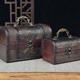 Trinket Box Wooden Treasure Chest Home Decor with Lid Hair Clips Jewelry Box 17cmx12cmx12cm