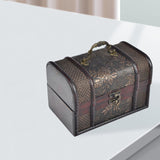 Trinket Box Wooden Treasure Chest Home Decor with Lid Hair Clips Jewelry Box 17cmx12cmx12cm