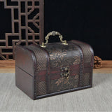 Trinket Box Wooden Treasure Chest Home Decor with Lid Hair Clips Jewelry Box 17cmx12cmx12cm