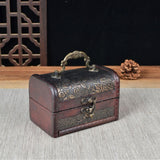 Trinket Box Wooden Treasure Chest Home Decor with Lid Hair Clips Jewelry Box 12cmx7cmx7cm