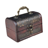 Trinket Box Wooden Treasure Chest Home Decor with Lid Hair Clips Jewelry Box 12cmx7cmx7cm