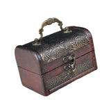 Trinket Box Wooden Treasure Chest Home Decor with Lid Hair Clips Jewelry Box 12cmx7cmx7cm