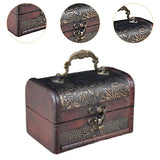 Trinket Box Wooden Treasure Chest Home Decor with Lid Hair Clips Jewelry Box 12cmx7cmx7cm