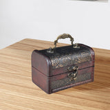 Trinket Box Wooden Treasure Chest Home Decor with Lid Hair Clips Jewelry Box 12cmx7cmx7cm