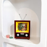 Small Christmas Television Statue Miniature for Tabletop Holiday Decorative