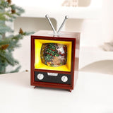 Small Christmas Television Statue Miniature for Tabletop Holiday Decorative