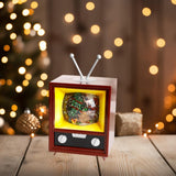 Small Christmas Television Statue Miniature for Tabletop Holiday Decorative